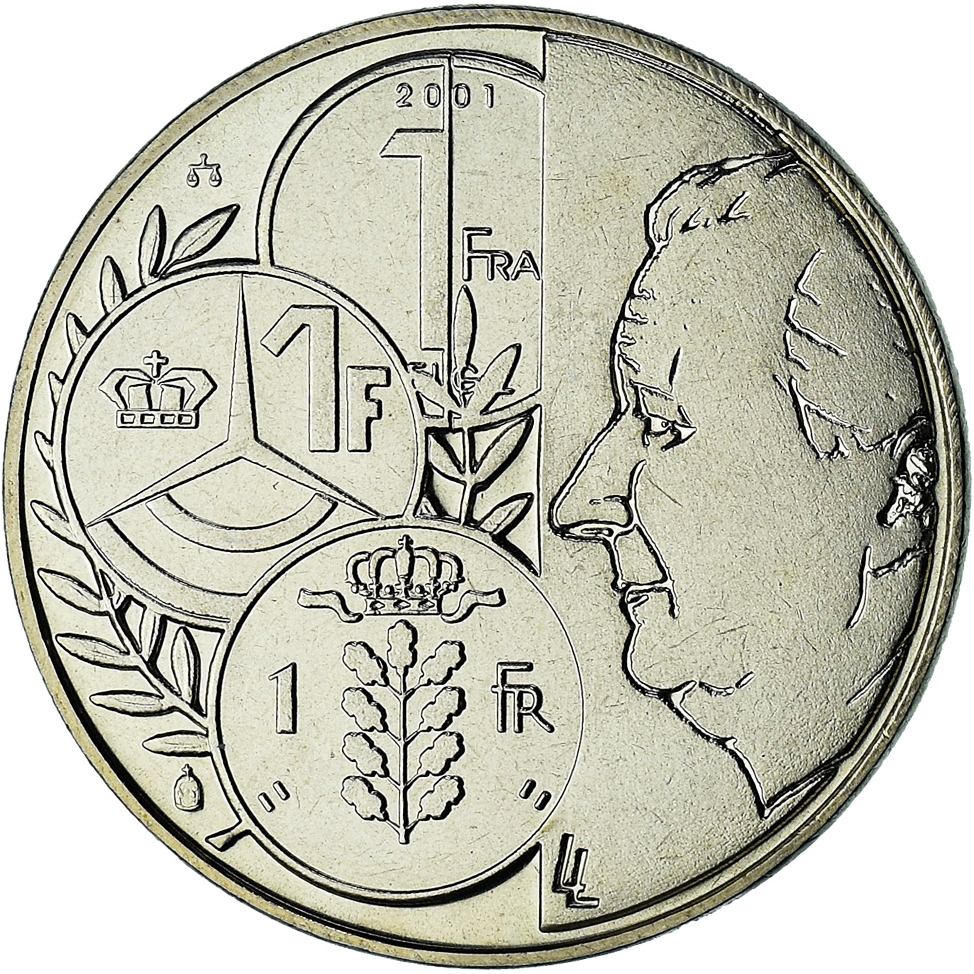 Belgium, Token, Adieu au Franc Belge, 2001, série FDC, MS(65-70), Copper-nickel