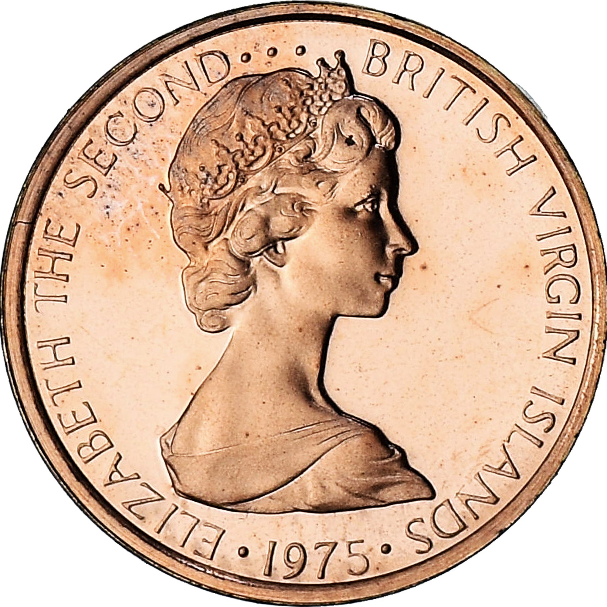 BRITISH VIRGIN ISLANDS, Elizabeth II, Cent, 1975, Franklin Mint, Proof, STGL