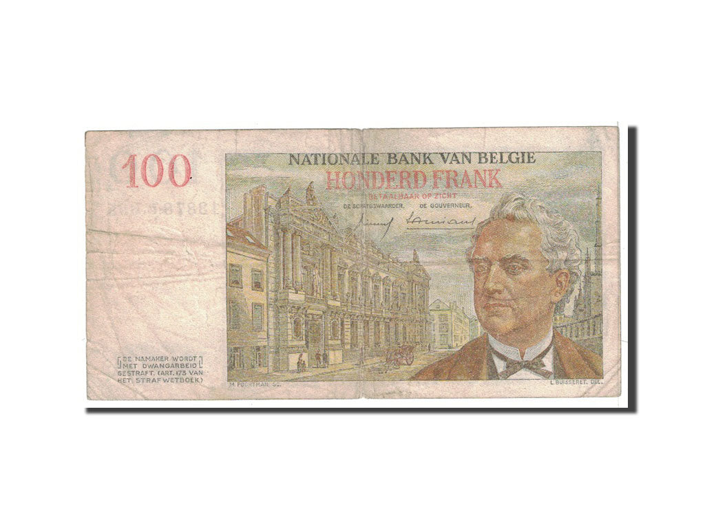 Belgium, 100 Francs, 1959, KM:129c, 1959-02-27, VF(20-25)