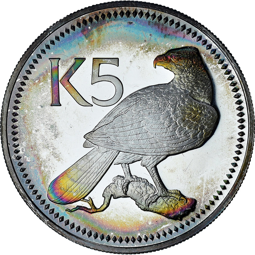 Papua New Guinea, 5 Kina, 1975, Proof, MS(64), Silver, KM:7a