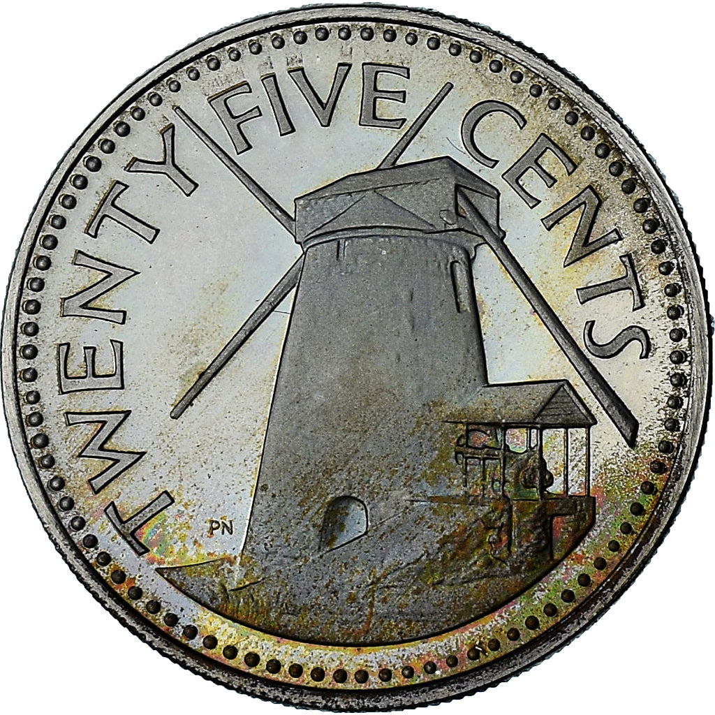 Barbade, 25 Cents, 1975, Proof, SPL+, Du cupronickel, KM:13