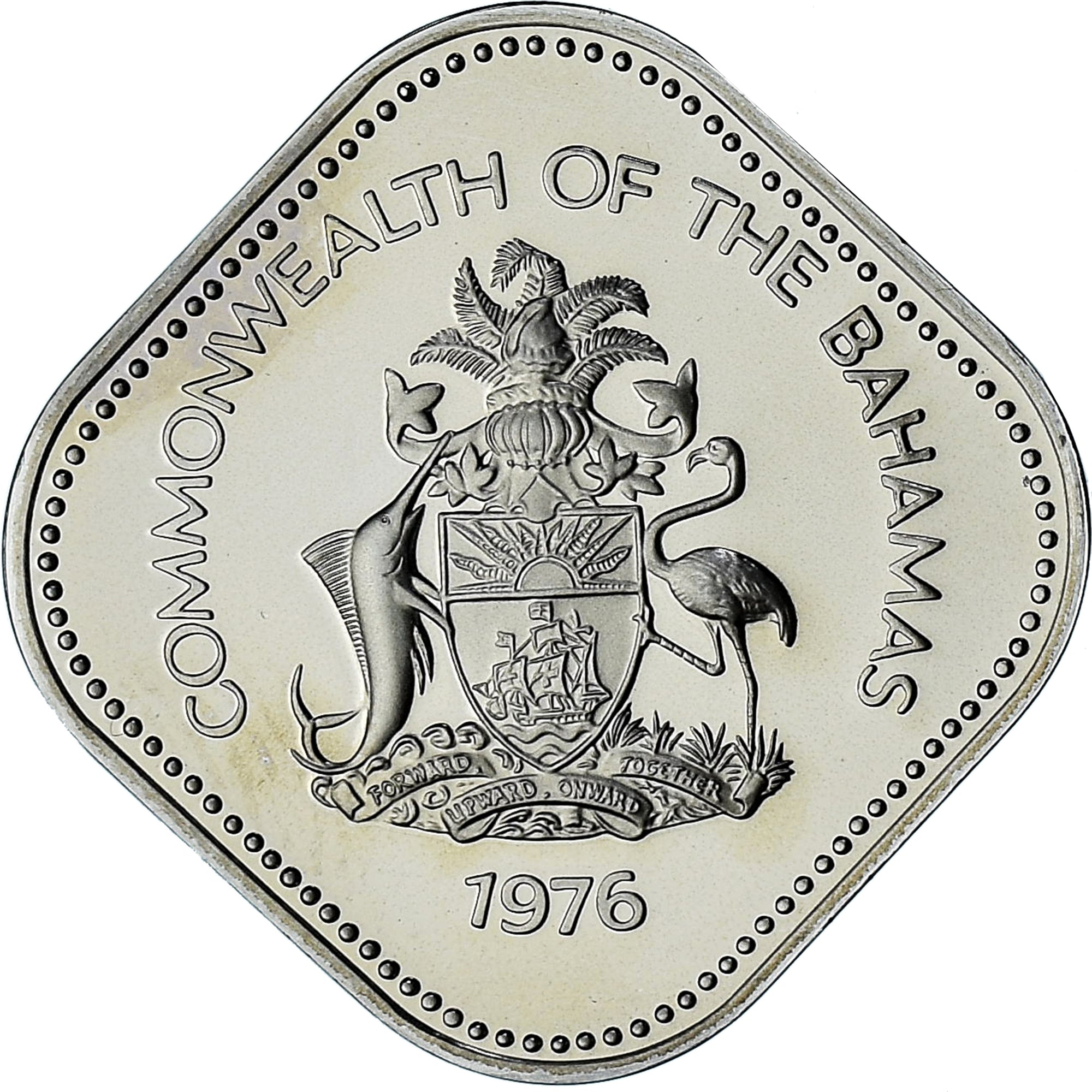 Bahamas, Elizabeth II, 15 Cents, 1976, Proof, MS(64), Cupronickel, KM:62