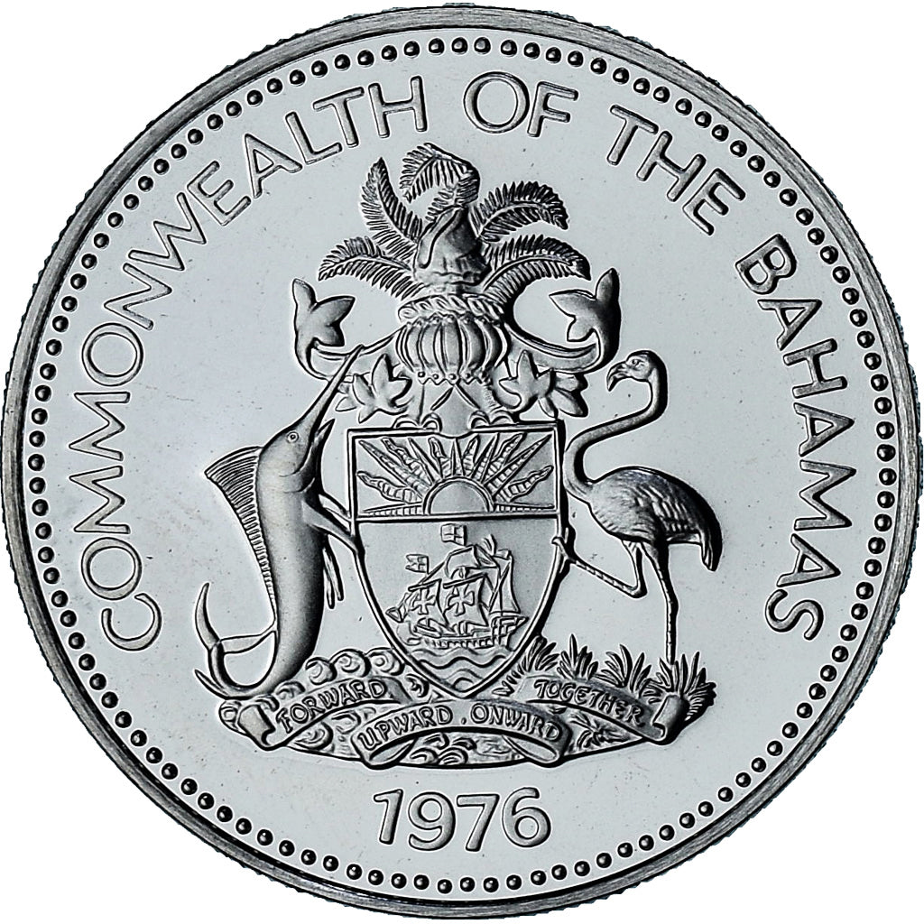 Bahamas, Elizabeth II, 25 Cents, 1976, Proof, MS(64), Nickel, KM:63.1