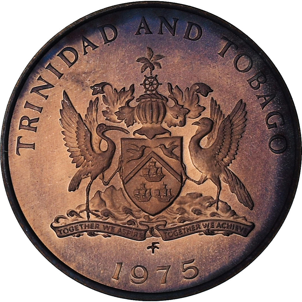 TRINIDAD E TOBAGO, 5 Cents, 1975, Proof, SPL+, Bronzo, KM:26