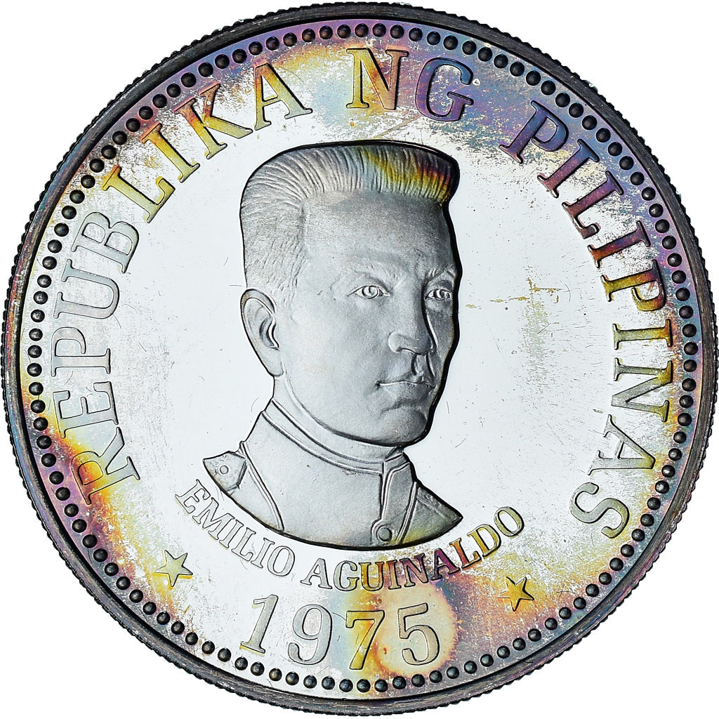 Filippine, 25 Piso, 1975, Proof, FDC, Argento, KM:211