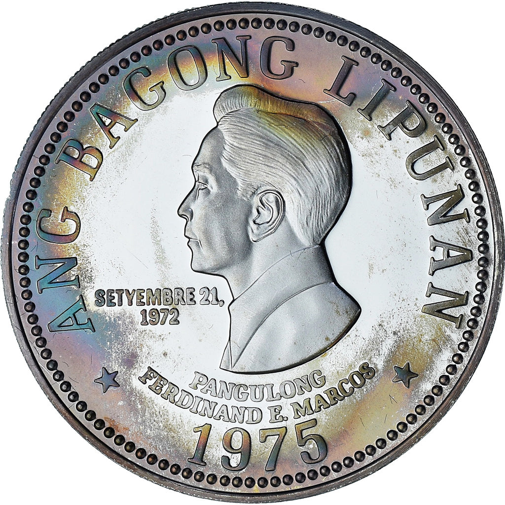 Filipinas, 50 Piso, 1975, Proof, MS(65-70), Prata, KM:212