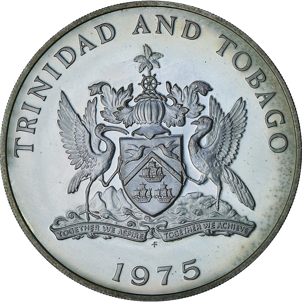 Trinidad and Tobago, 5 Dollars, 1975, Proof, MS(64), Silver, KM:8