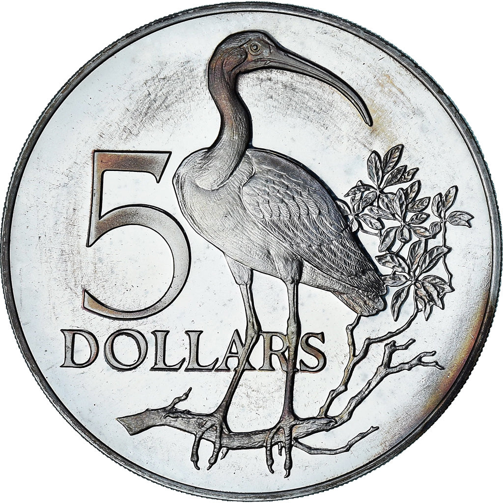 Trinidad and Tobago, 5 Dollars, 1975, Proof, MS(64), Silver, KM:8