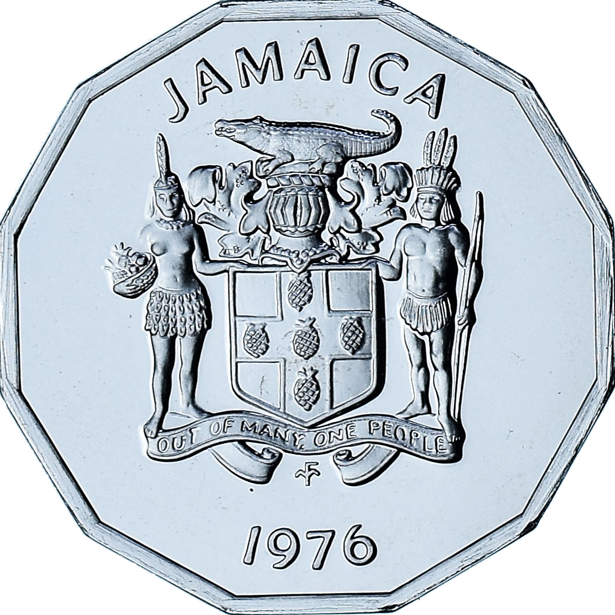 Jamaica, Cent, 1976, Franklin Mint, Proof, MS(65-70), Aluminum, KM:68