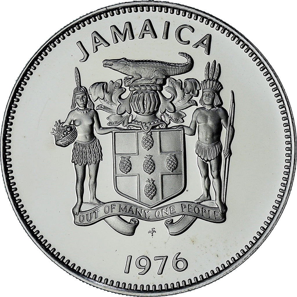 Jamaica, 25 Cents, 1976, Franklin Mint, Proof, MS(65-70), Cupronickel, KM:56