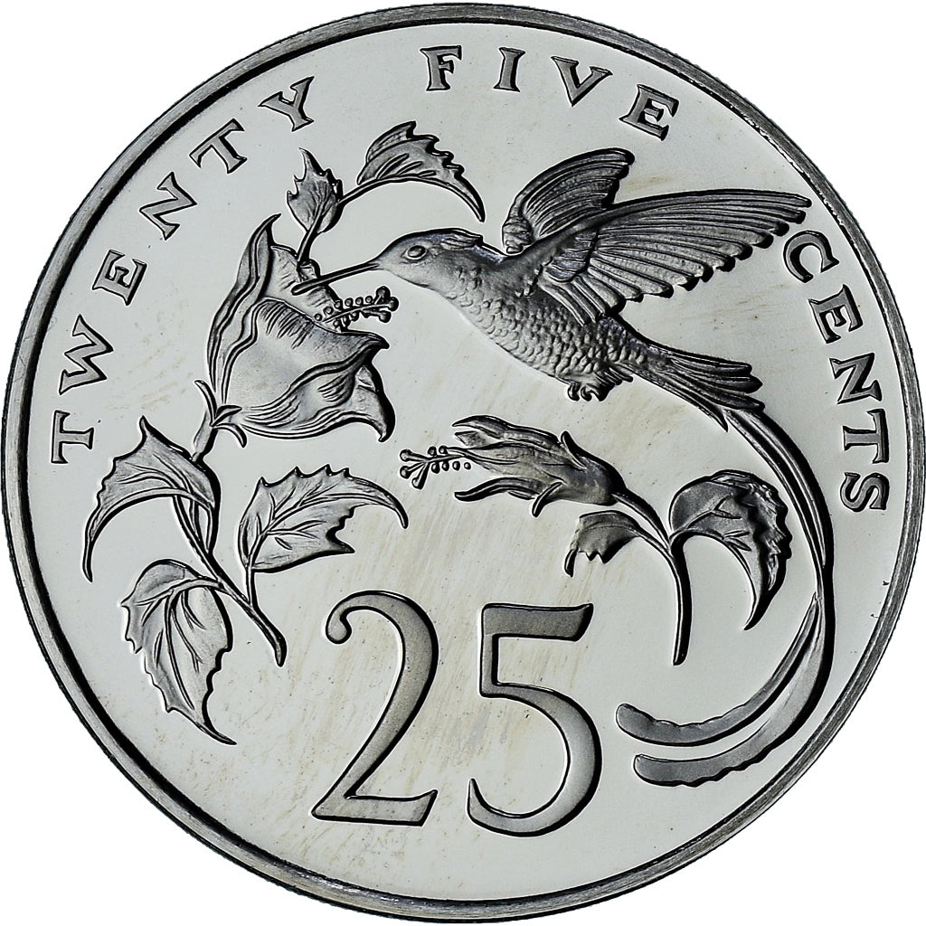 Jamaica, 25 Cents, 1976, Franklin Mint, Proof, MS(65-70), Cupronickel, KM:56