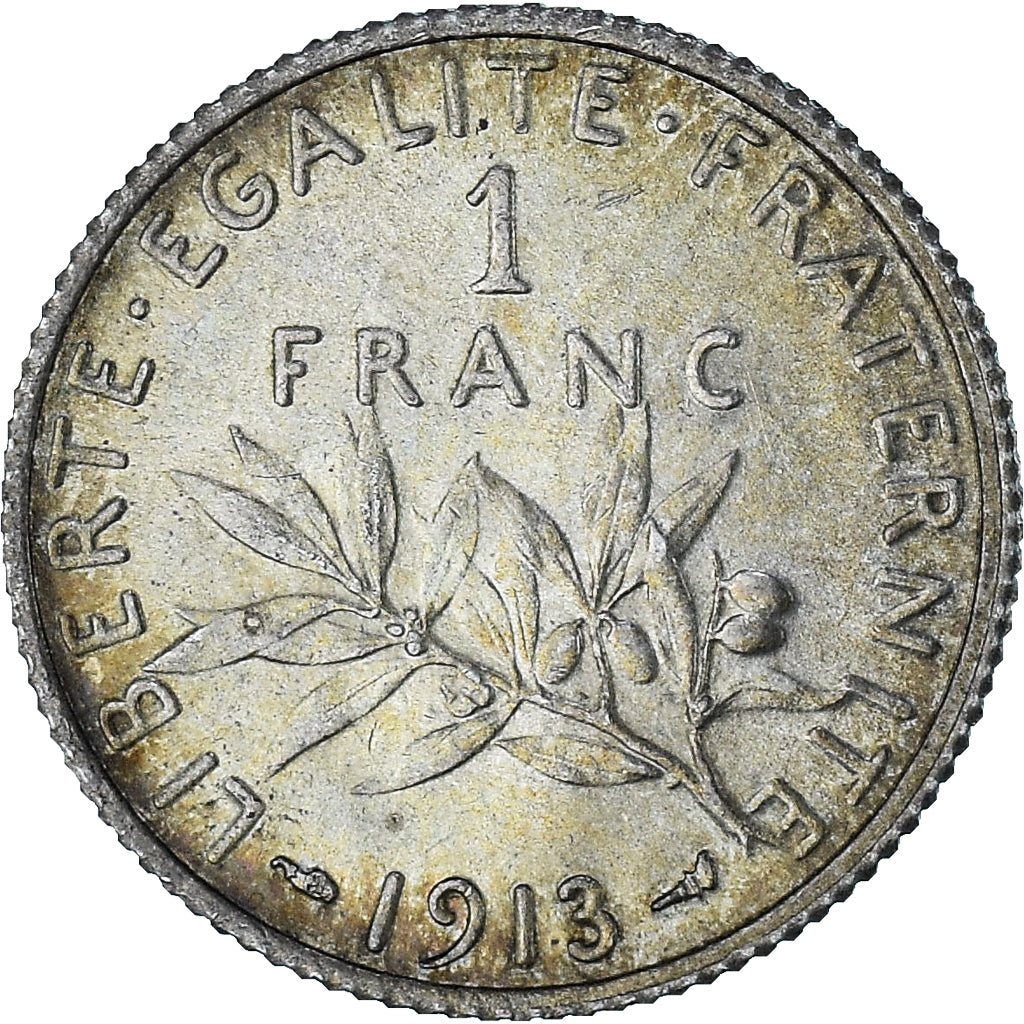 France, Semeuse, 1 Franc, 1913, Paris, AU(55-58), Silver, KM:844.1, Gadoury:467