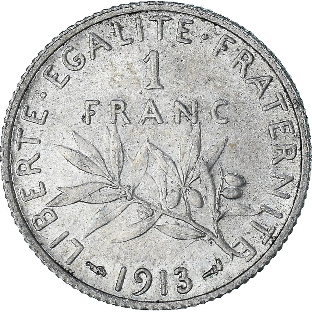 France, Semeuse, 1 Franc, 1913, Paris, AU(55-58), Silver, KM:844.1, Gadoury:467