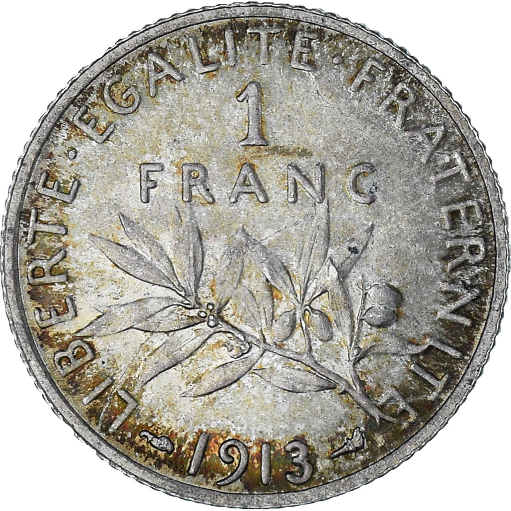 Francja, Semeuse, 1 Franc, 1913, Paris, AU(55-58), Srebro, KM:844.1, Gadoury:467