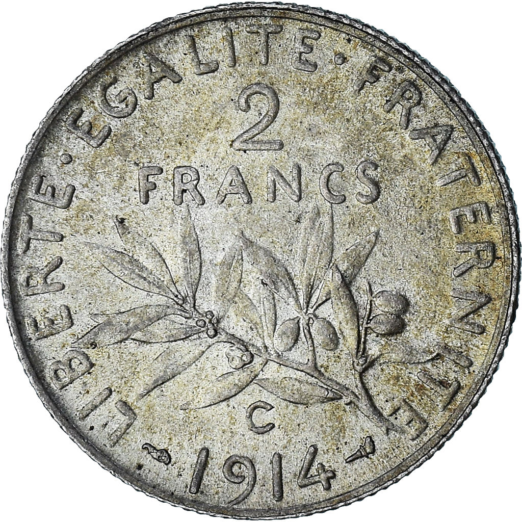 Frankreich, Semeuse, 2 Francs, 1914, Castelsarrasin, VZ+, Silber, KM:845.2