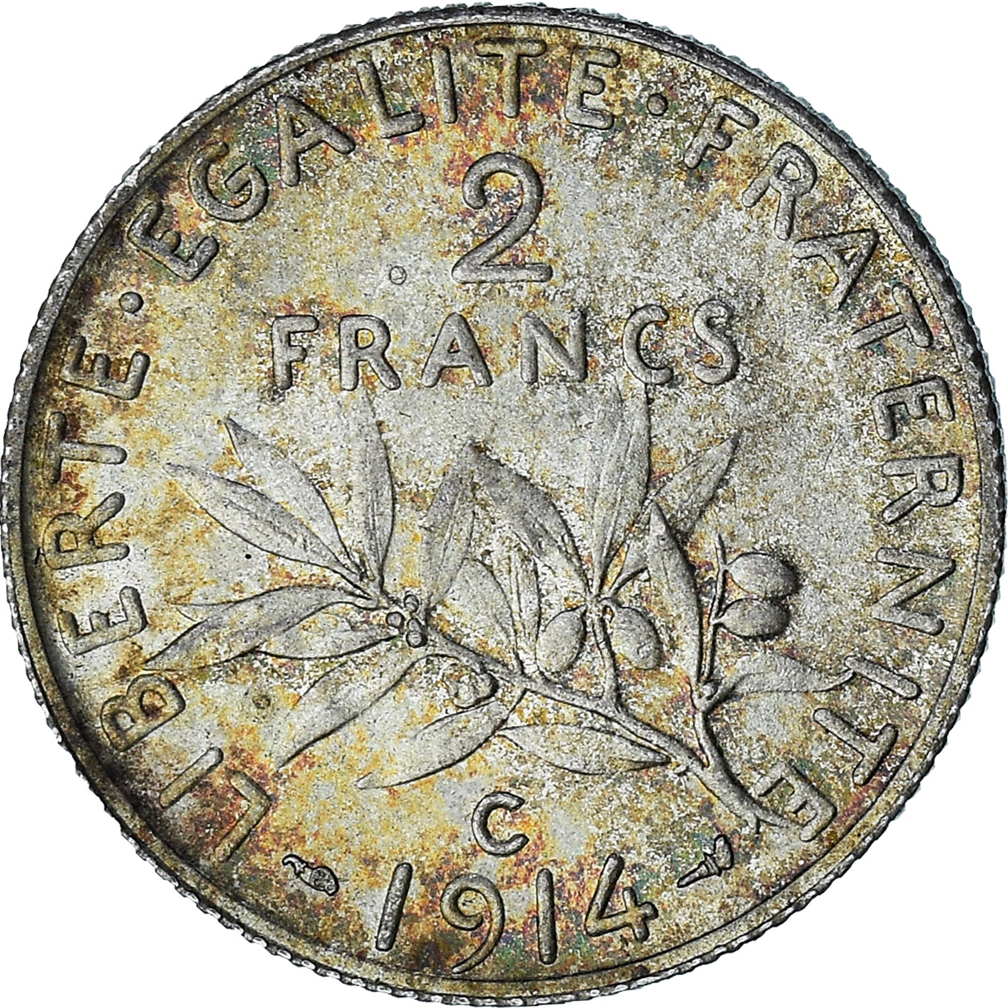 Francia, Semeuse, 2 Francs, 1914, Castelsarrasin, SPL, Argento, KM:845.2