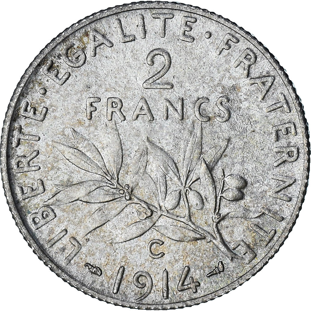 Francia, Semeuse, 2 Francs, 1914, Castelsarrasin, SPL, Argento, KM:845.2