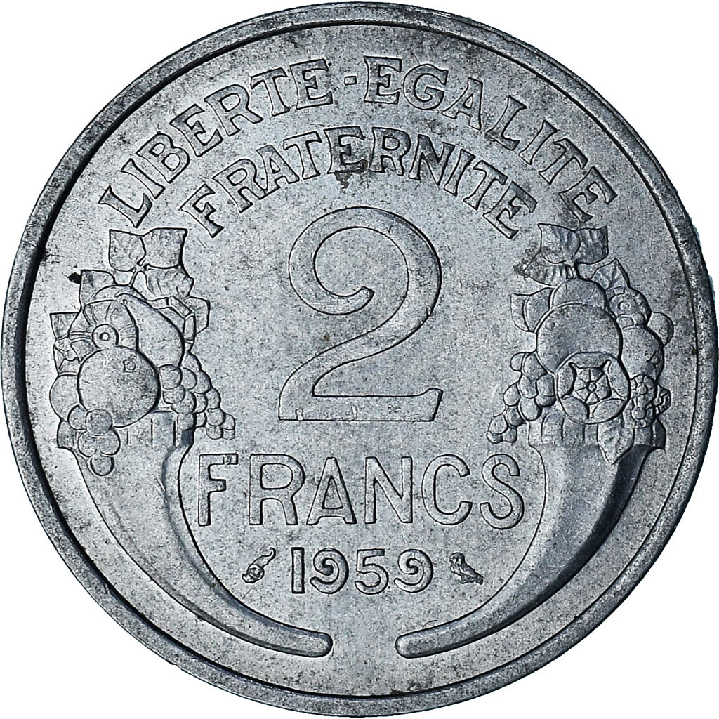 Frankreich, Morlon, 2 Francs, 1959, Paris, VZ+, Aluminium, KM:886a.1