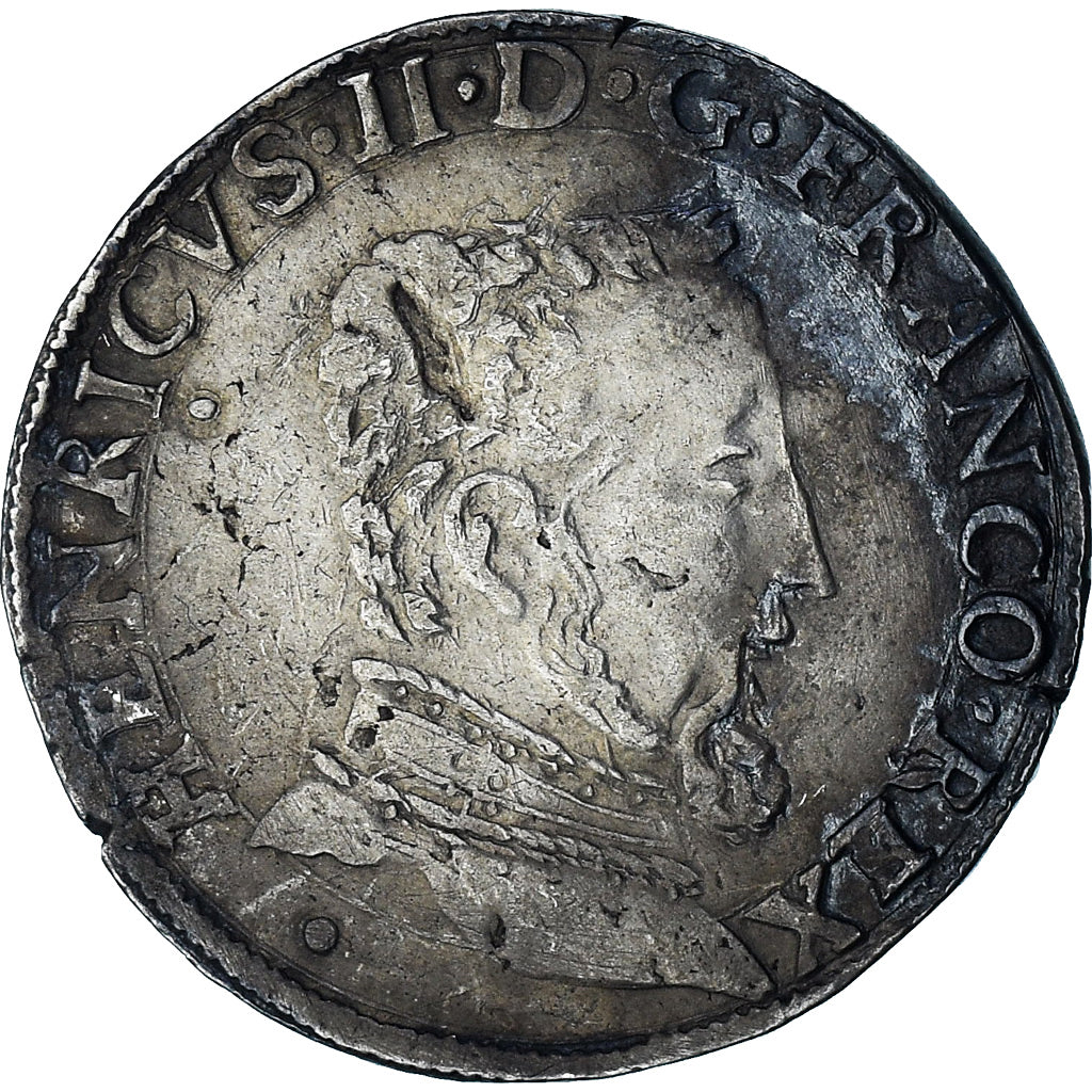 Frankrijk, Henri II, Teston, 1556, Toulouse, Buste D, FR+, Zilver, Gadoury:373D