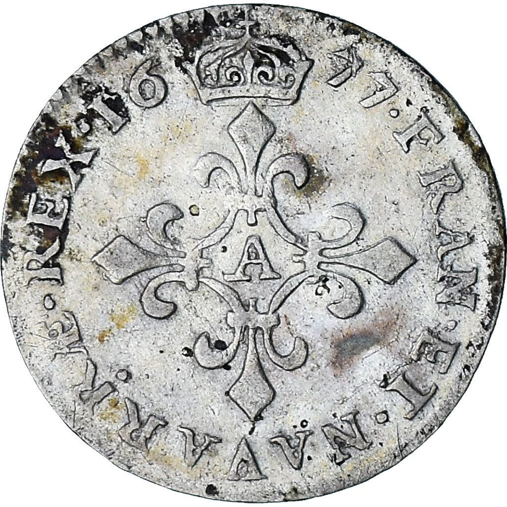 France, Louis XIV, 4 Sols des Traitants, 1677, Paris, EF(40-45), Silver