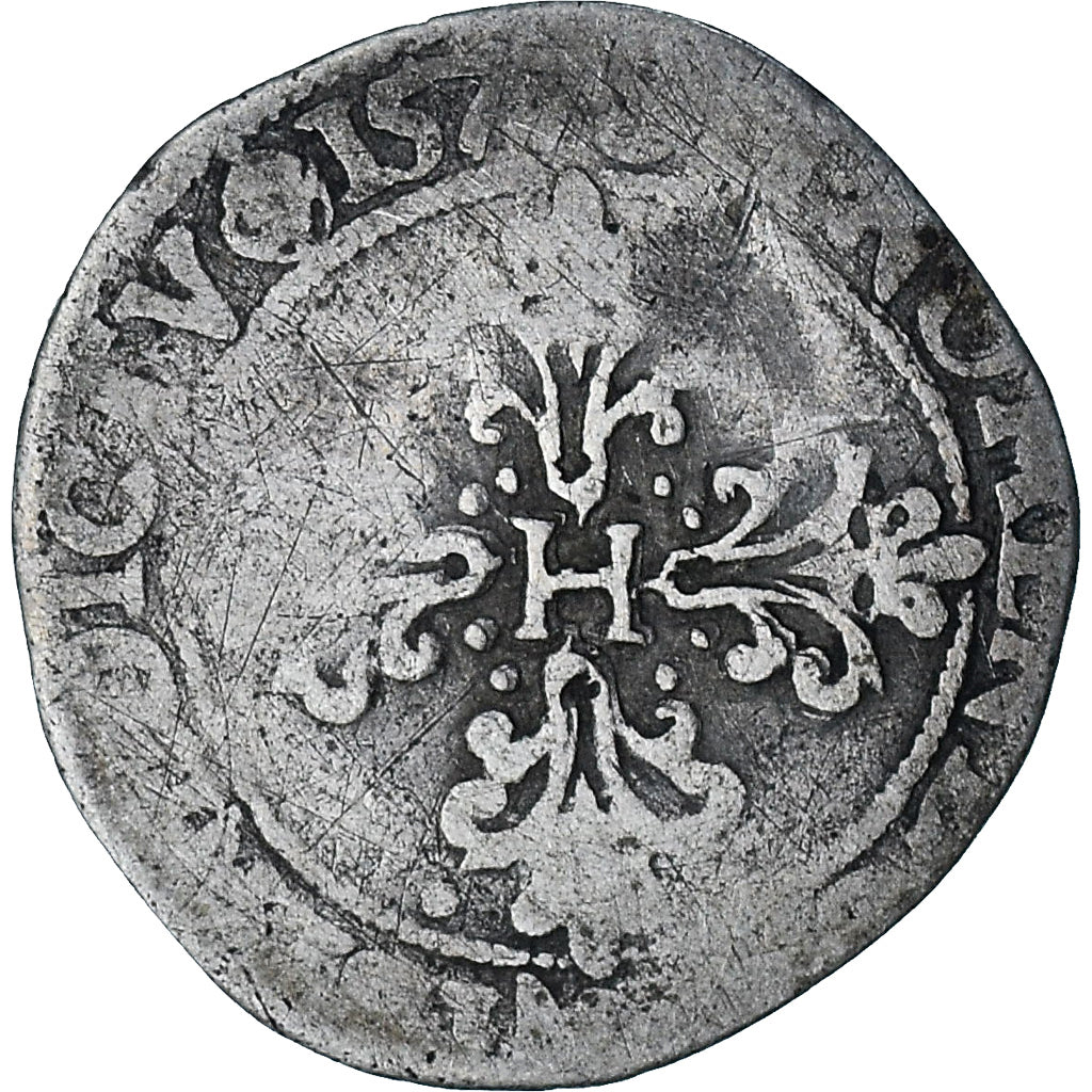 Francja, Henri III, 1/4 Franc col fraisé, 1577, Rouen, Bardzo rzadkie