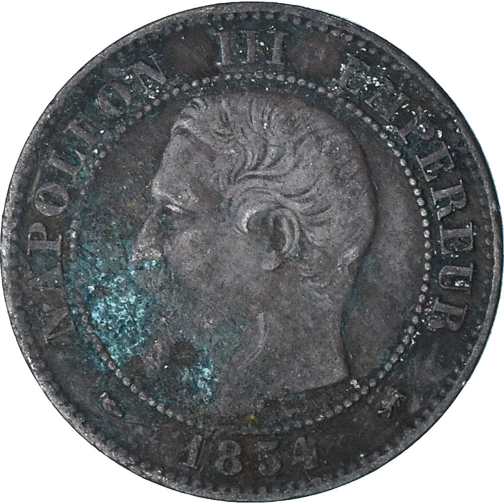 França, Napoleon III, 2 Centimes, 1854, Lyon, petit lion, EF(40-45), Bronze