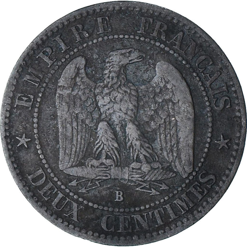 França, Napoleon III, 2 Centimes, 1856, Rouen, EF(40-45), Bronze, KM:776.2