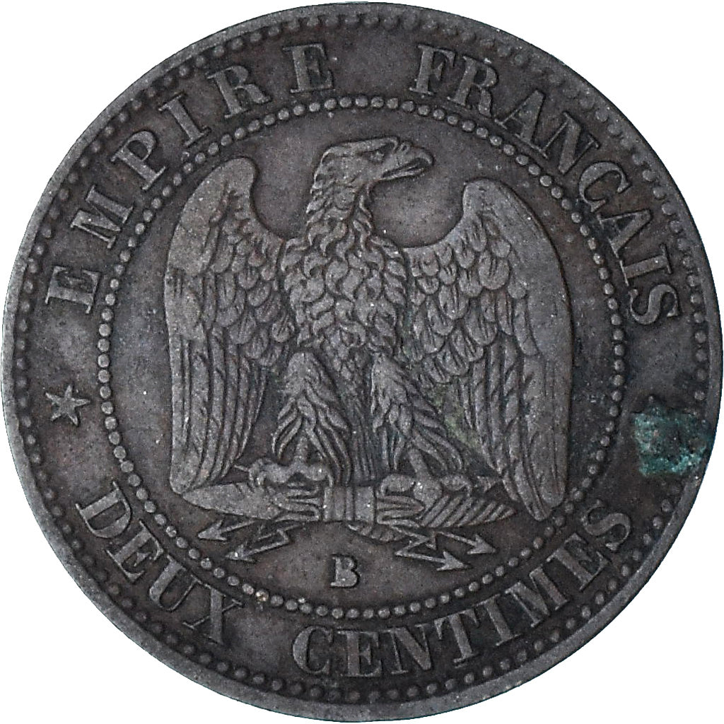 Francia, Napoleon III, 2 Centimes, 1856, Rouen, MBC+, Bronce, KM:776.2