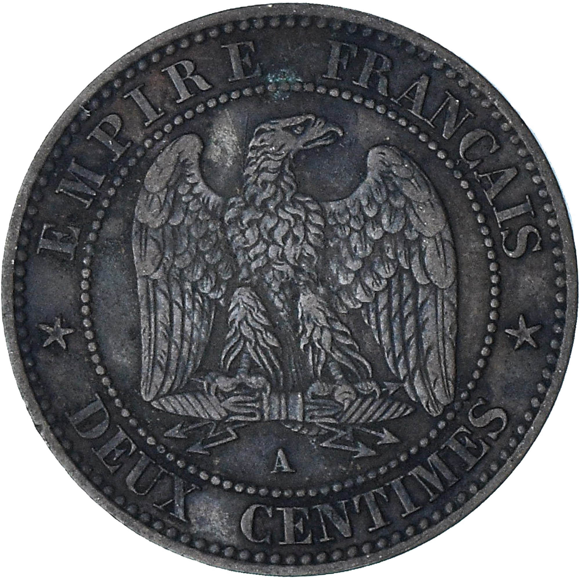 França, Napoleon III, 2 Centimes, 1862, Paris, AU(50-53), Bronze, KM:796.4