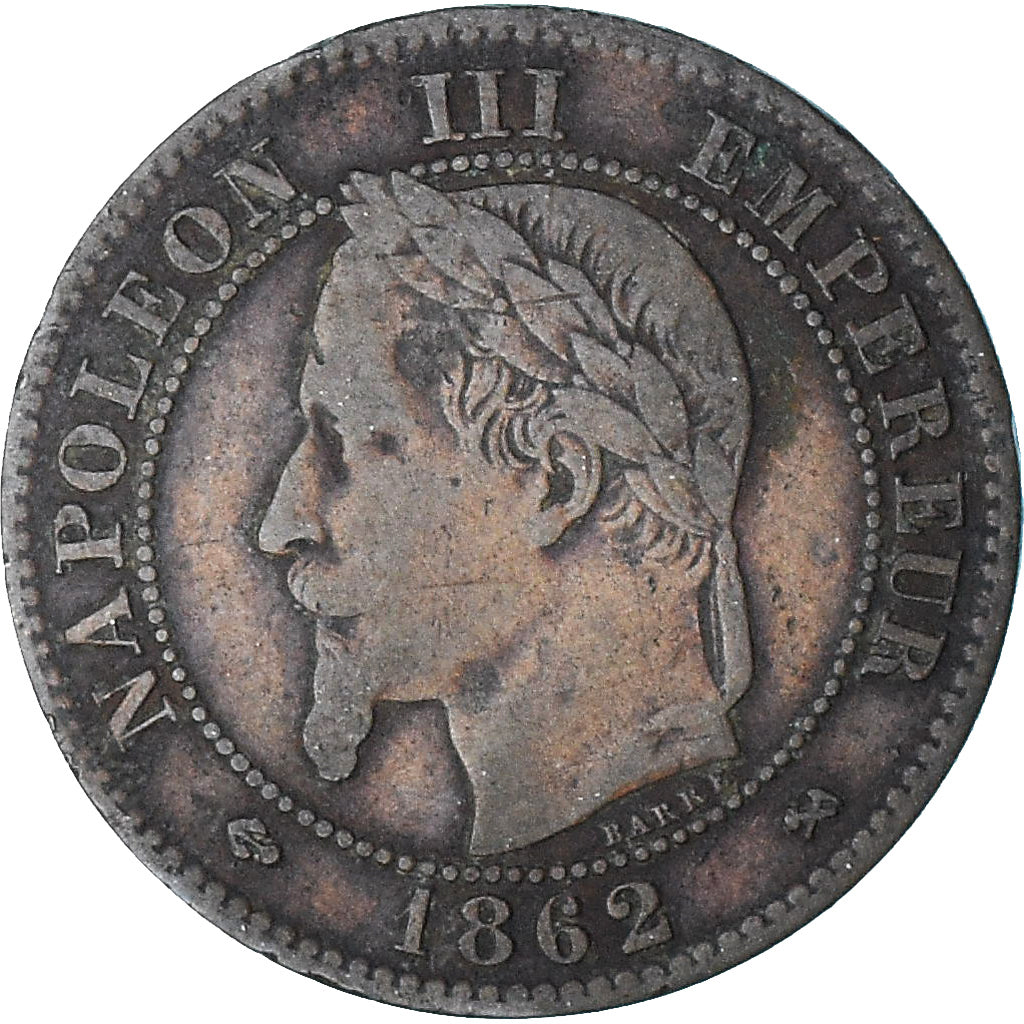 França, Napoleon III, 2 Centimes, 1862, Bordeaux, AU(50-53), Bronze, KM:796.6