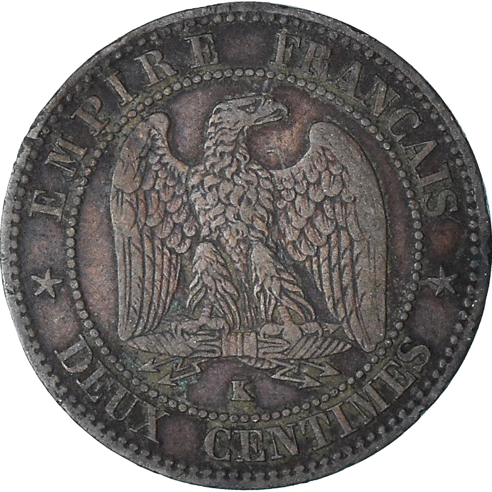 França, Napoleon III, 2 Centimes, 1862, Bordeaux, AU(50-53), Bronze, KM:796.6