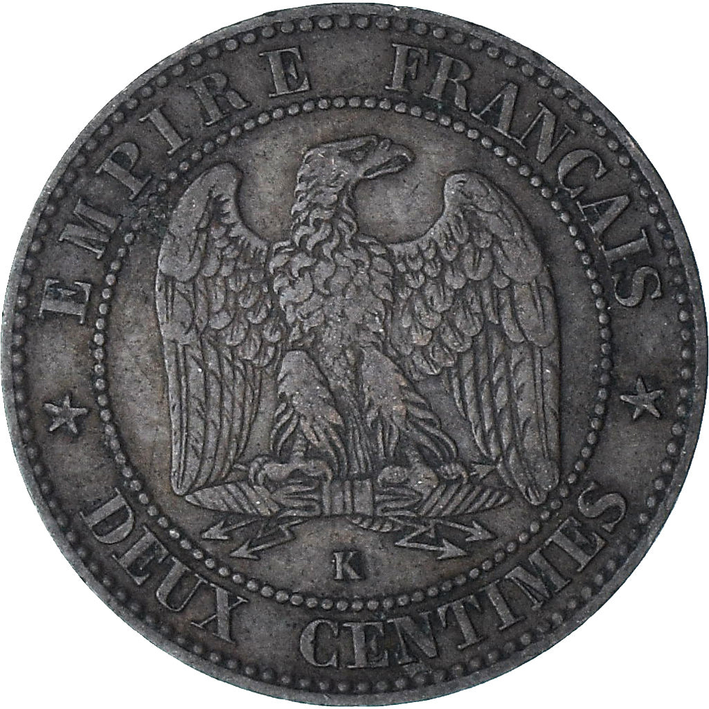 França, Napoleon III, 2 Centimes, 1862, Bordeaux, AU(50-53), Bronze, KM:796.6
