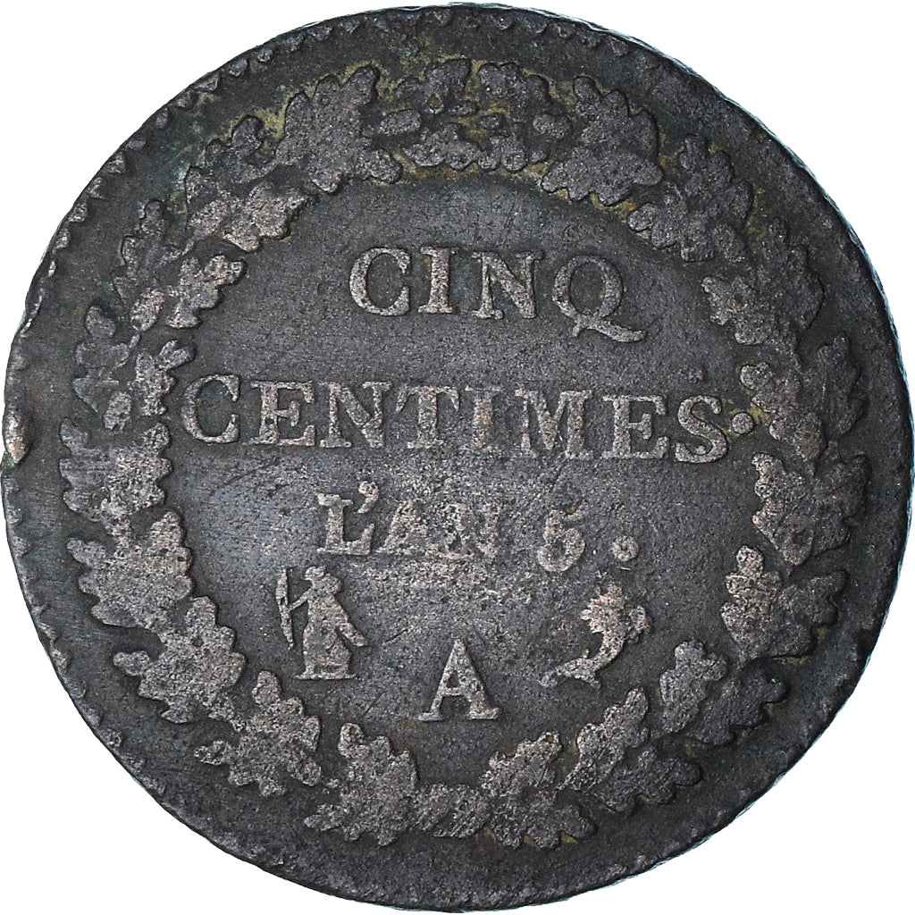 Frankrijk, Dupré, 5 Centimes, AN 5, Paris, FR+, Koper, Gadoury:126
