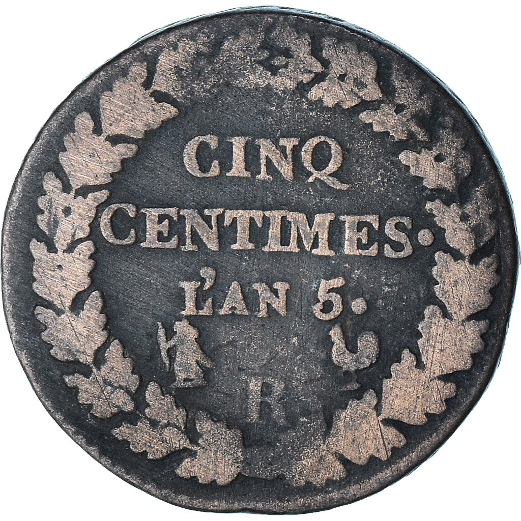Frankrijk, Dupré, 5 Centimes, AN 5, Orléans, FR+, Koper, Gadoury:126
