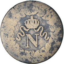 France, Napoleon I, 1 Décime, 1814, Strasbourg, VF(20-25), Bronze, Gadoury:195b