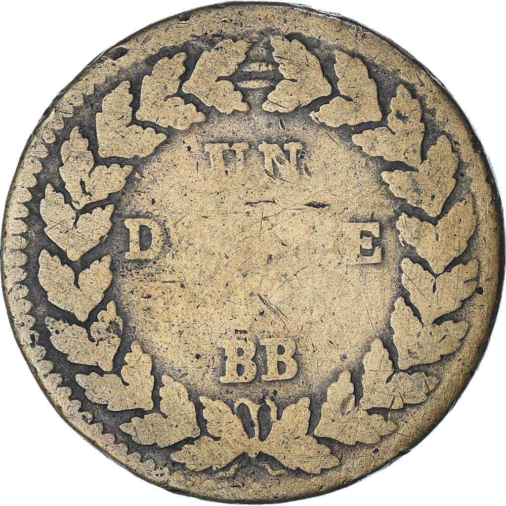 France, Louis XVIII, Decime, 1815, Strasbourg, B+, Bronze, Gadoury:196c