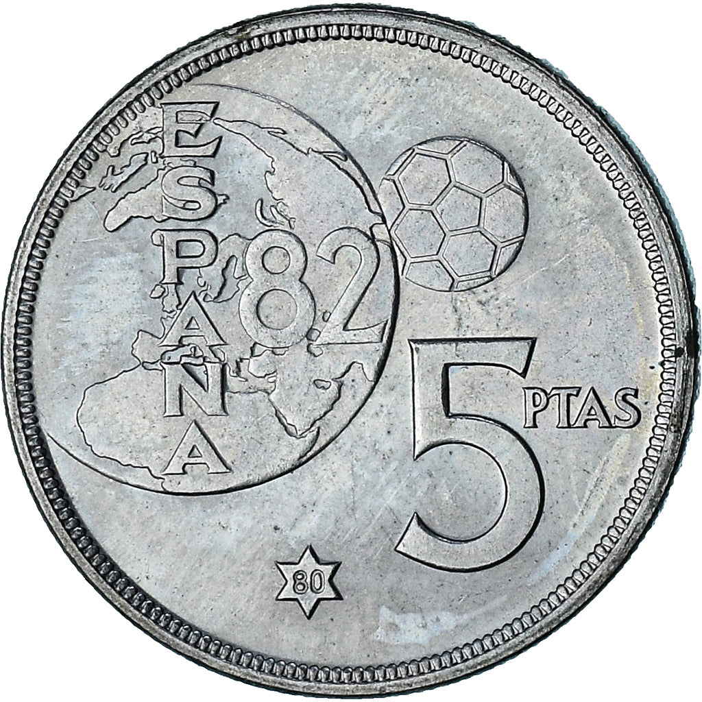 Spagna, Juan Carlos I, 5 Pesetas, 1980 (80), Madrid, SPL+, Cupronickel, KM:817