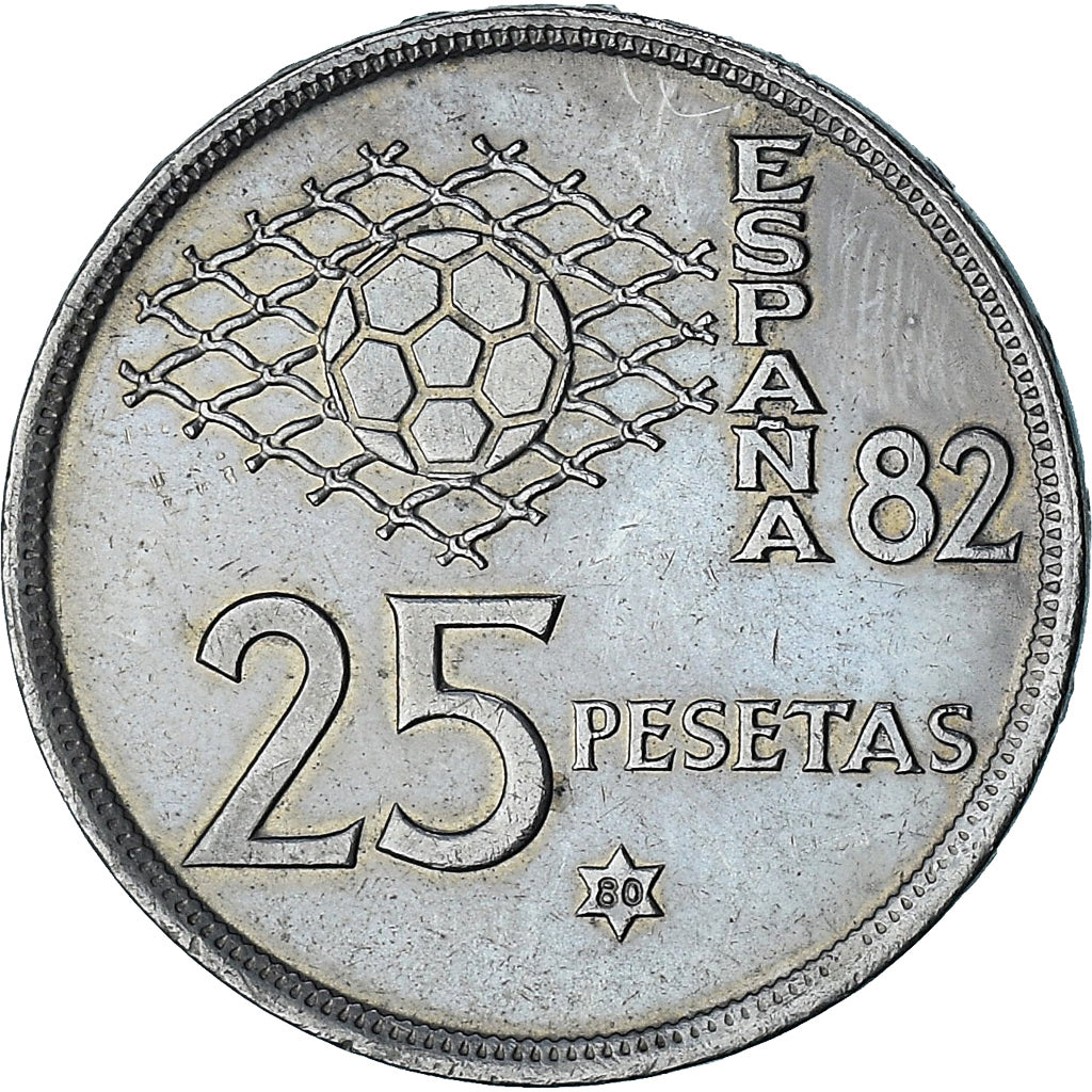 España, Juan Carlos I, 25 Pesetas, 1980 (80), Madrid, SC+, Cupronickel, KM:818