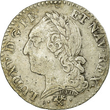 Francia, Louis XV, 1/10 Ecu à la vieille tête, 1772, Bayonne, Plata, BC+