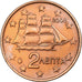 Grecia, 2 Euro Cent, 2002, Athens, Cobre chapado en acero, MBC, KM:182