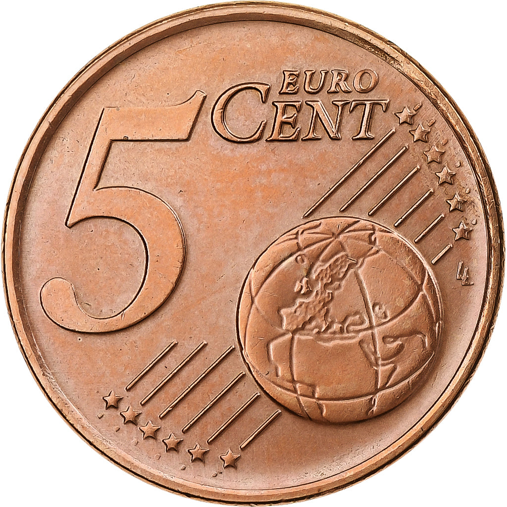 Grecia, 5 Euro Cent, 2002, Athens, Cobre chapado en acero, MBC, KM:183