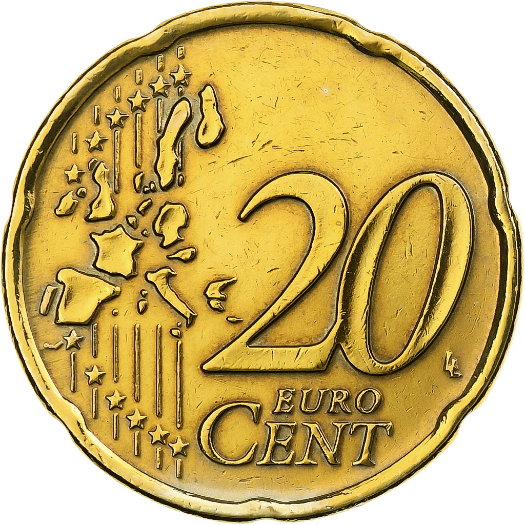Grecia, 20 Euro Cent, 2002, Athens, Nordic gold, BB, KM:185