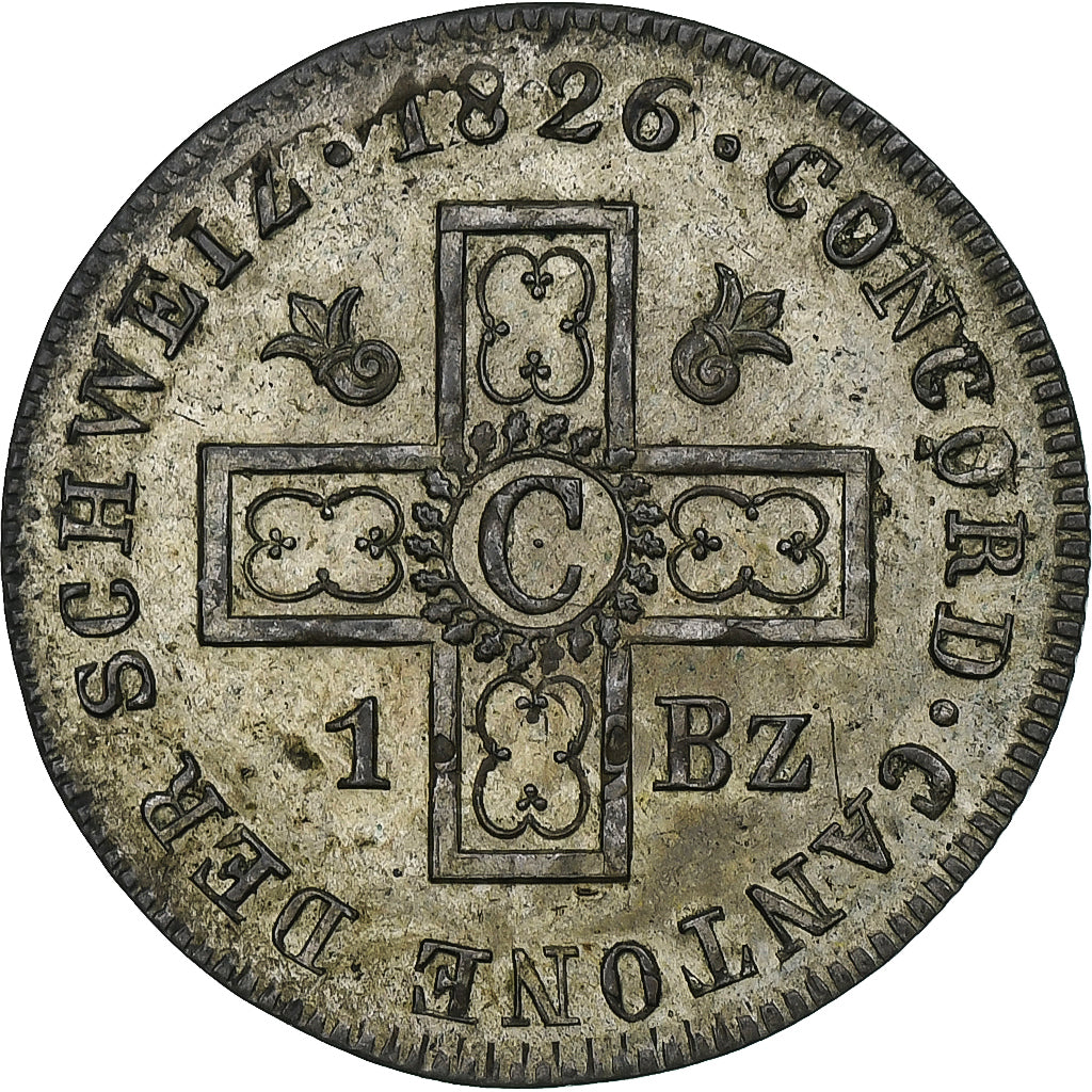 Zwitserland, Canton de Bâle, Batzen, 1826, Basel, PR, Billon, KM:208
