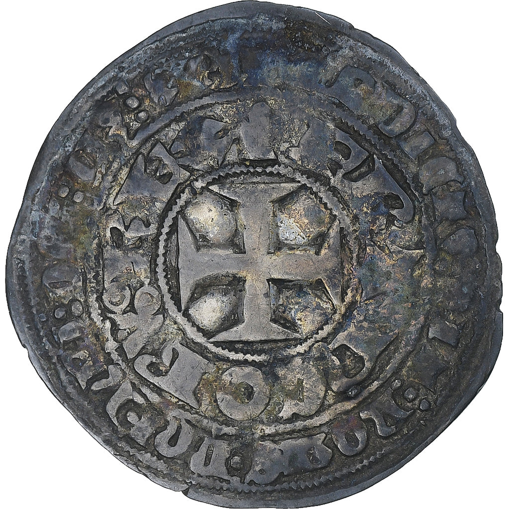 Francja, Charles V, Blanc au K, 1365-1380, VF(30-35), Bilon, Duplessy:363
