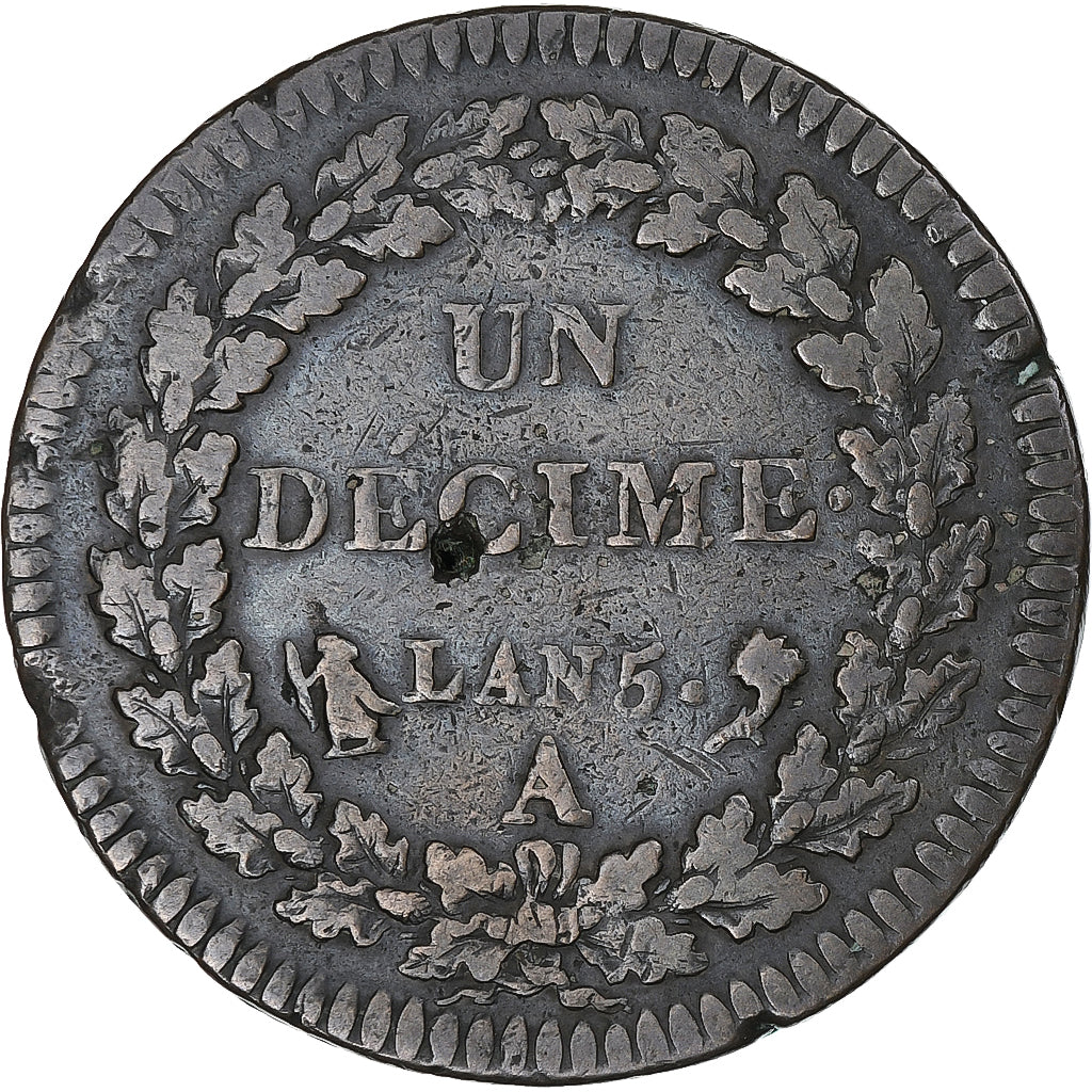 Frankreich, Dupré, 1 Décime, AN 5, Paris, S, Kupfer, Gadoury:187