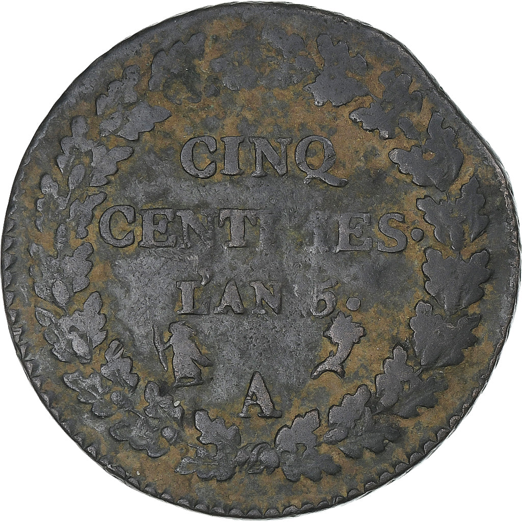 France, Dupré, 5 Centimes, AN 5, Paris, VF(20-25), Copper, Gadoury:126
