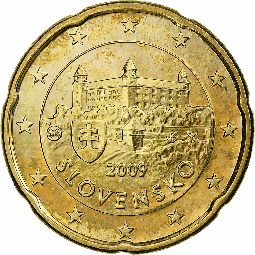Slowakei, 20 Euro Cent, 2009, Kremnica, BU, UNZ, Nordic gold, KM:99
