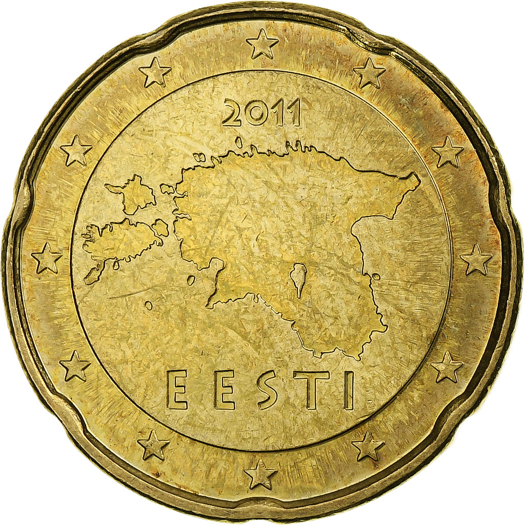 Estonie, 20 Euro Cent, 2011, Vantaa, SPL, Or nordique, KM:65