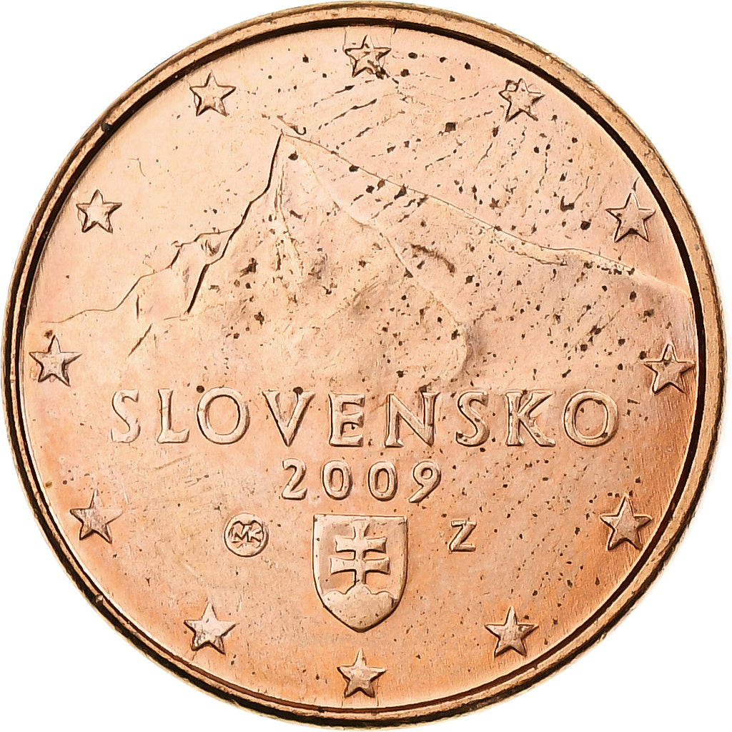 Słowacja, Euro Cent, 2009, Kremnica, BU, MS(63), Miedź platerowana stalą