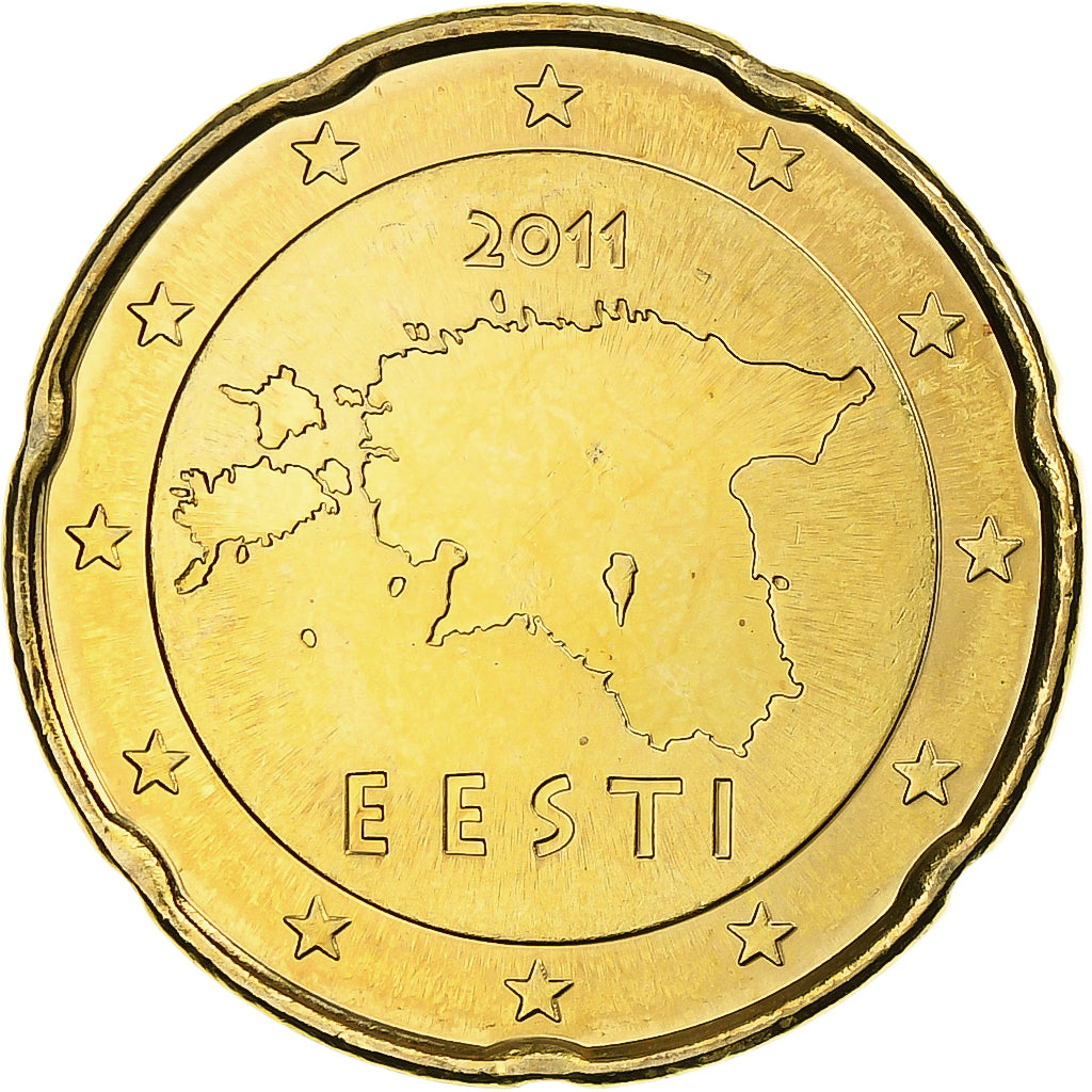 Estonie, 20 Euro Cent, 2011, Vantaa, BU, SPL+, Or nordique, KM:65